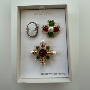 Persimmon  Brooch Pin Set